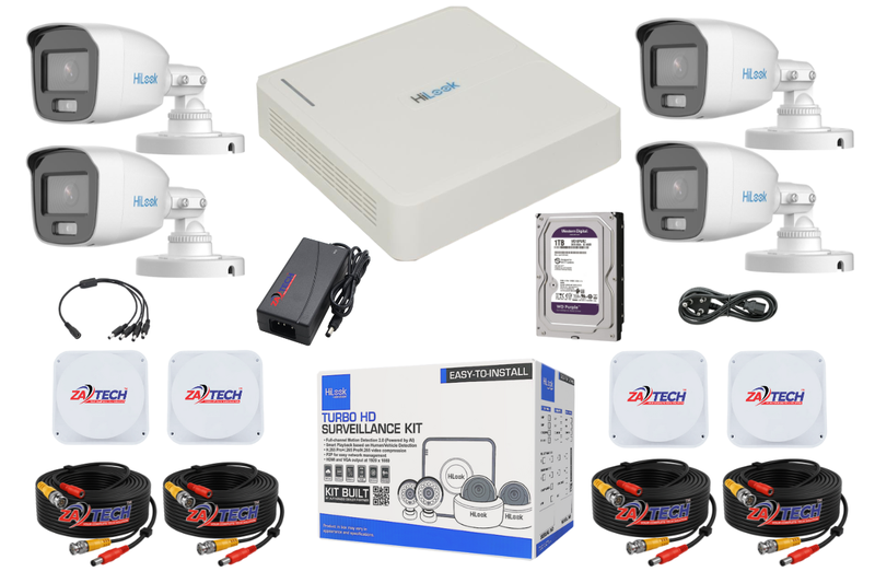 HiLook 4-Channel ColorVu CCTV Kit with 1TB HDD, Zatech ready Cables&amp; JB