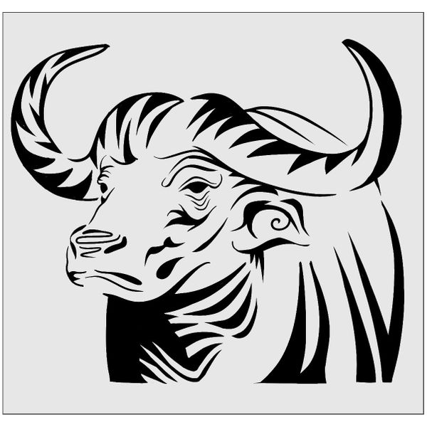 Large African Buffalo Stencil (40cm)