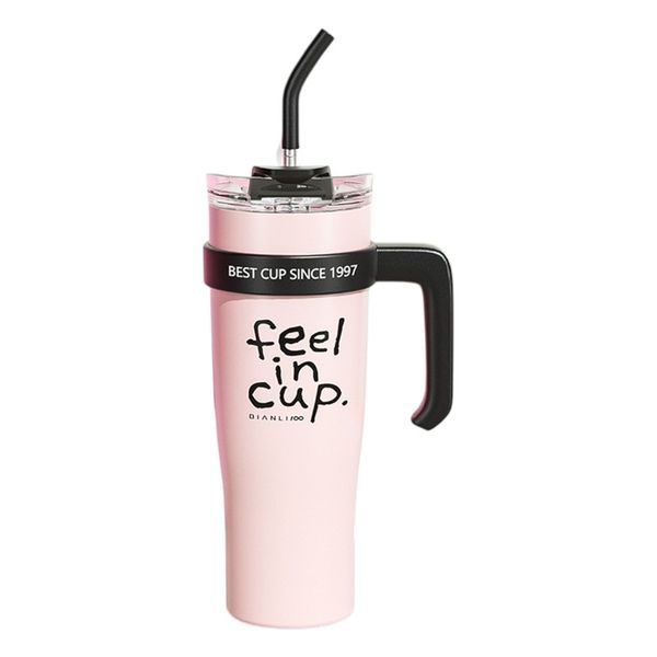 Giant 1200ml High-Appearance Dual-Sip Straw Cup - Pink