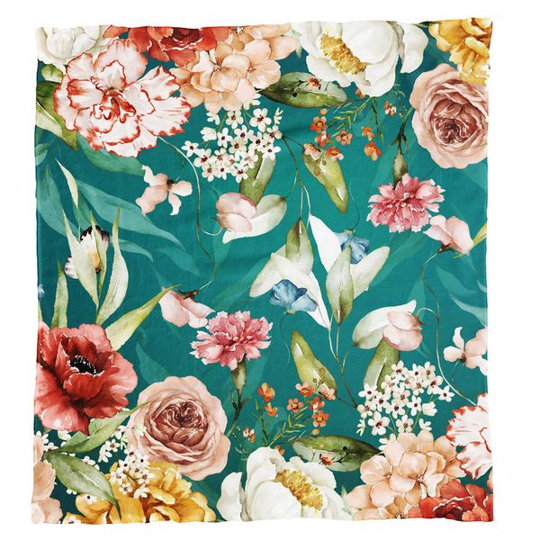 Aqua Flower Mix Light Weight Fleece Blanket by Mark van Vuuren