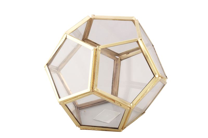 Geometric Glass Candle Holder for Home Décor - Gold Finished