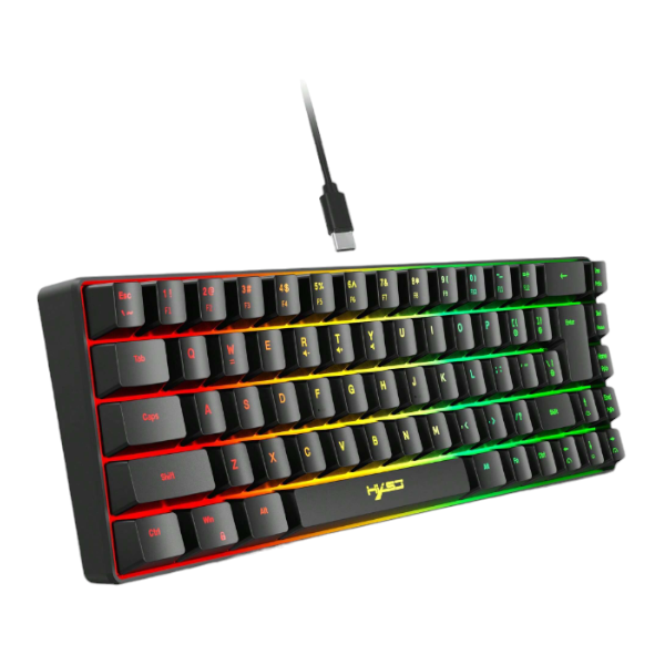 HXSJ - Ergonomic Membrane Keyboard With RGB Backlighting - Black