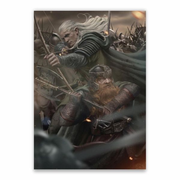Legolas And Gimli In Battle Poster - A1
