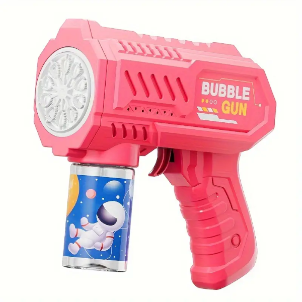 Automatic 10-Hole Design Bubble Gun Toy With LED Lights - Blue