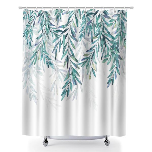 Bath Curtains with Grommets, 180x180cm Tropical Floral Bathroom Curtain