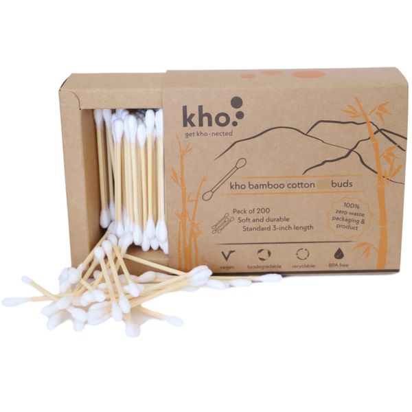 Kho Eco- Cotton Buds x 200 Bamboo Cotton Buds. Durable, Ultra Gentle