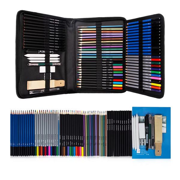 KALOUR 76 Assorted Color Pencil Drawing Set - Includes Various Pencil Types