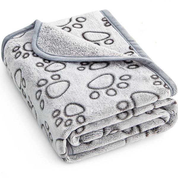 Pet Blanket With Paw Print Flannel Thickened
