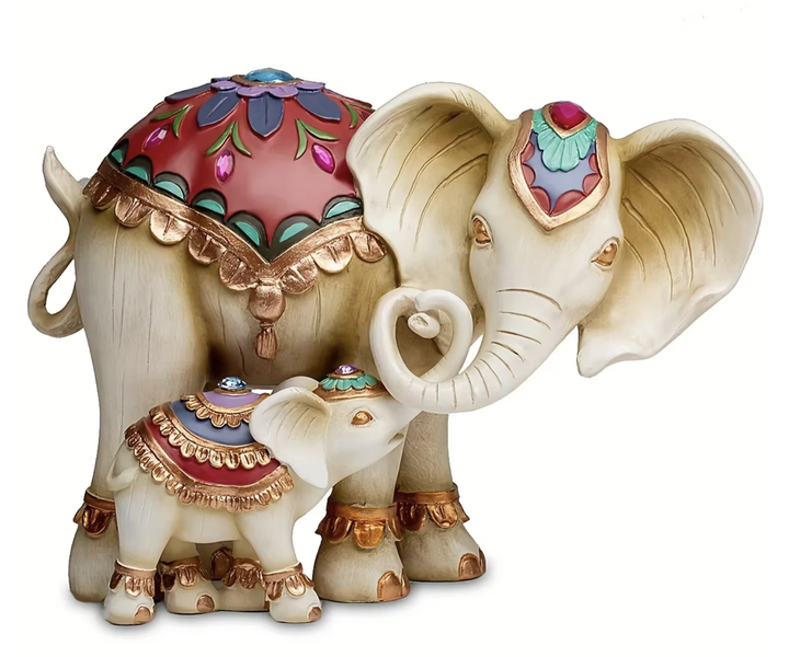 Decor Outdoor Garden Resin Crafts Statue Mother and Child Elephant 11cm