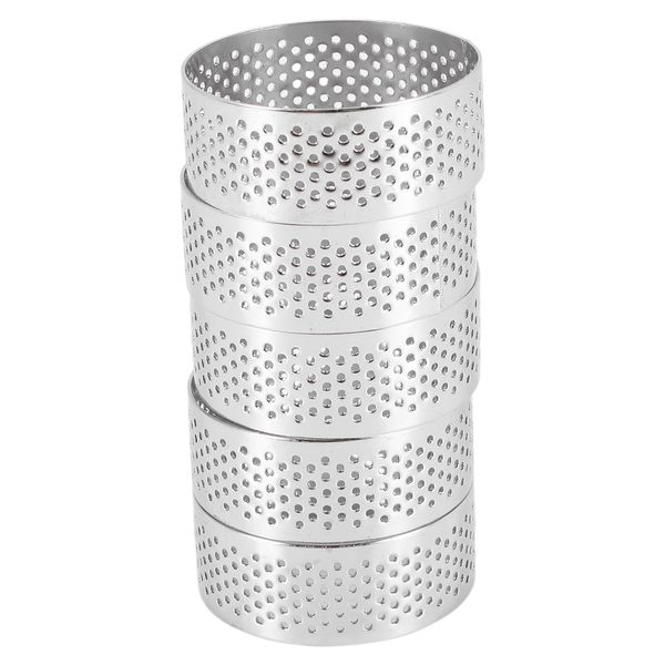 Stainless Steel Perforated Tart Ring, 5Pcs 5cm Perforated Cake Mousse Ring,