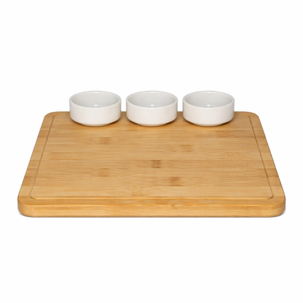 Bamboo Serving Set - 3 Bowls + Tray, 30x29cm