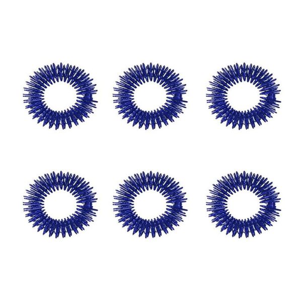 6 x Acupressure Stress Relief Massage Finger Rings - Blue