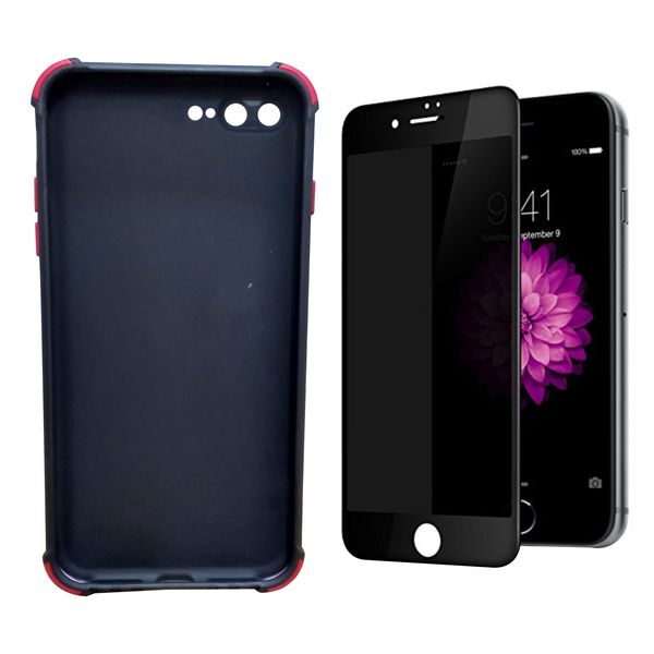 iPhone 8 Plus Black Privacy Anti Spy Screen Protector and Back Case Combo
