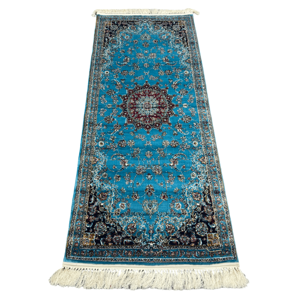 Aman Classic Iranian, Persian Design Machine Made Floral Blue, 200x80cm Rug