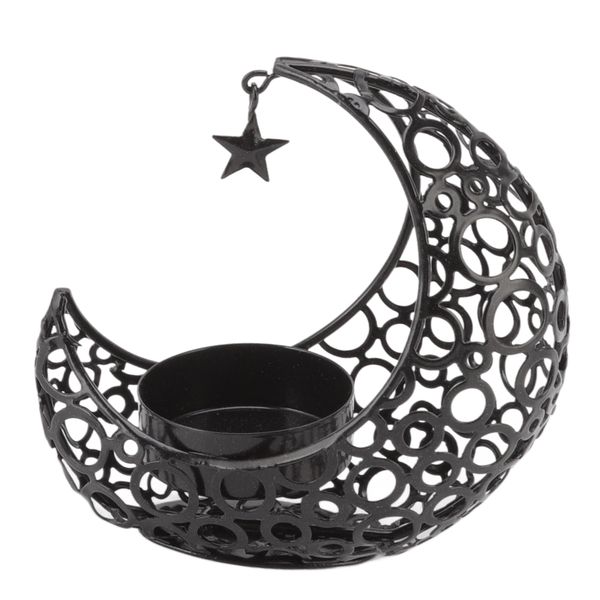 Gold Moon Candle Holder Hollow Metal Table Decor