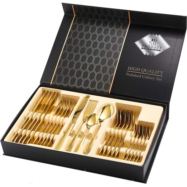 BUC Stainless Steel Flatware Set Cutlery Set Service for 6 - 24 Pieces