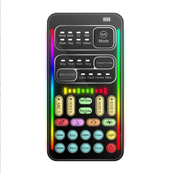 Live Sound Card Multiple Sound Effects with Mic for Live Streaming