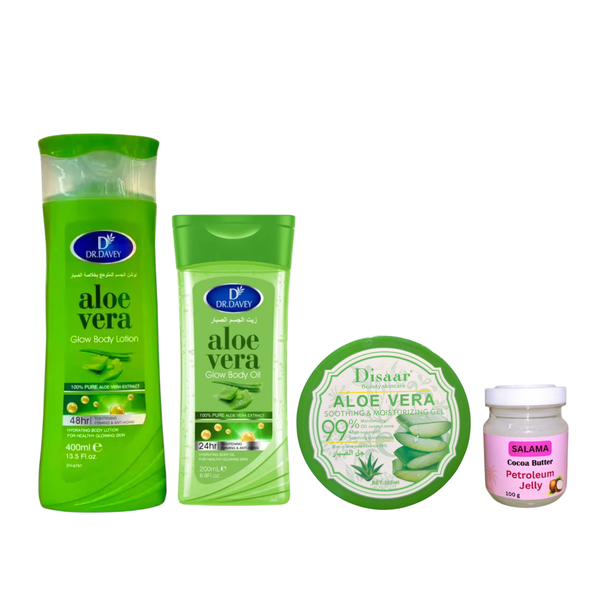 Aloe Vera Glow Kit Body Lotion, Oil, Gel &amp; Salama Petroleum Jelly