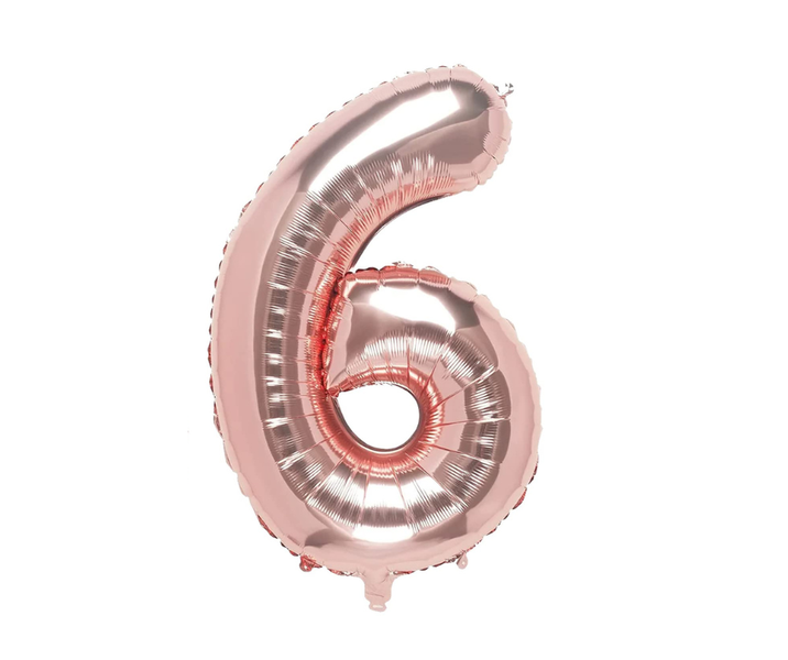 Rose Gold Number 6 Foil Balloon 40 Inch/101cm Helium Kids Adult Party Decor