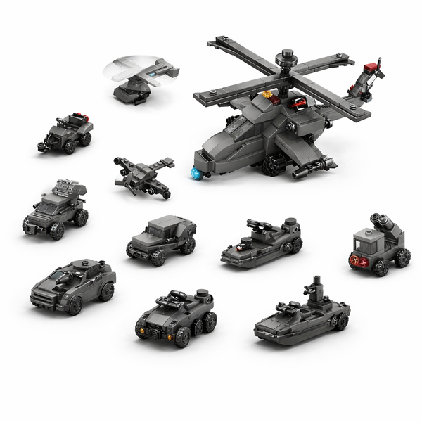 10 Piece - Military Power Building Block Set - Grey