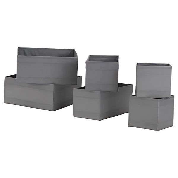 Storage Box, Dark grey, set of 6.