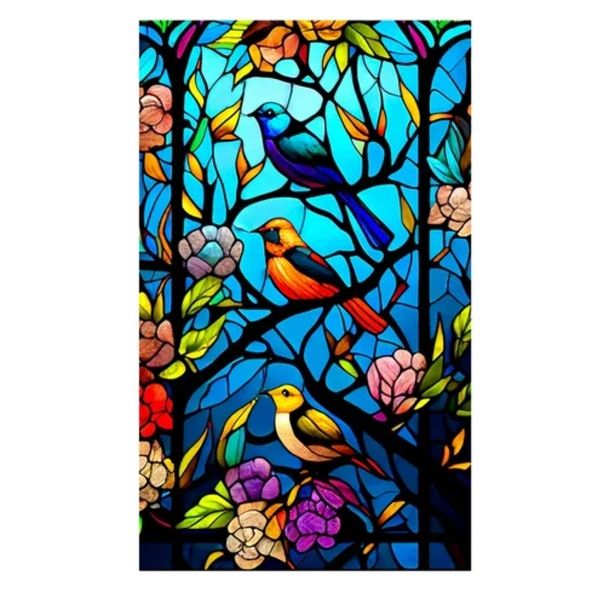 Decor Removable Reusable Protection Privacy Window Bird Art Film 60 x 100cm