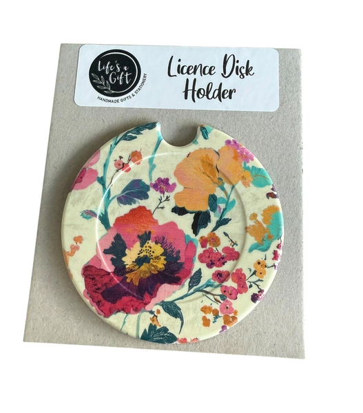 Licence Disk Holder - Beautiful Flowers in the Wind on White