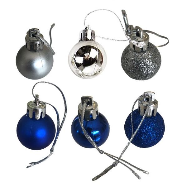 Christmas Tree Baubles - Christmas Balls (64 Piece) Blue &amp; Silver 2.5cm