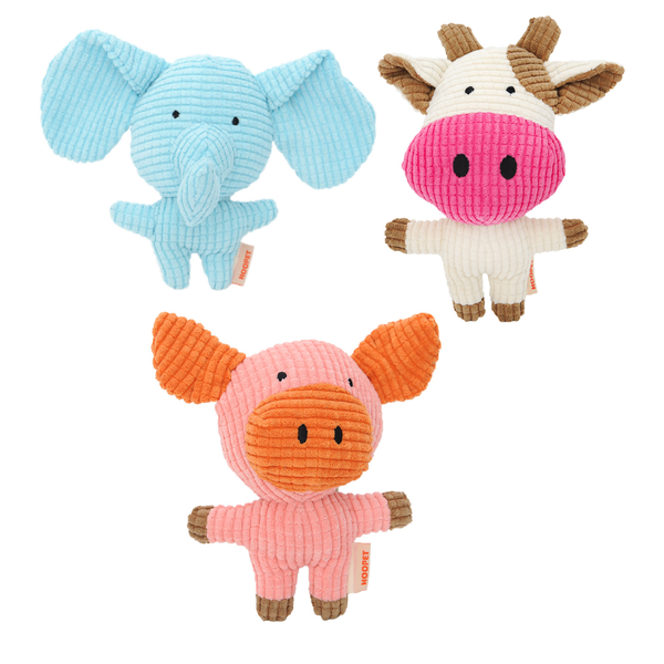 Stuffed Dog Plush Toys with Squeaker Safe and Durable Chew Toys - 3 Piece