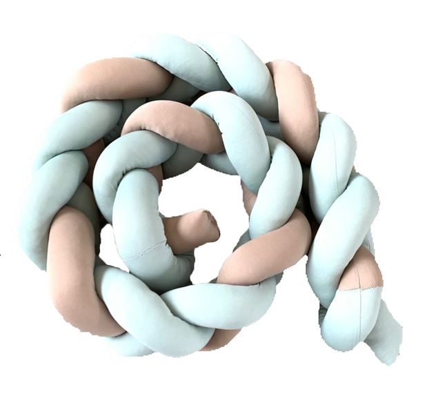 Braided Cot Bumper - Pistachio &amp; Stone - 4m
