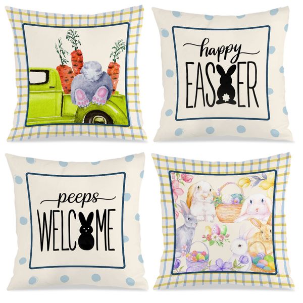 Farmhouse Easter Throw Pillow Covers, 45x45cm