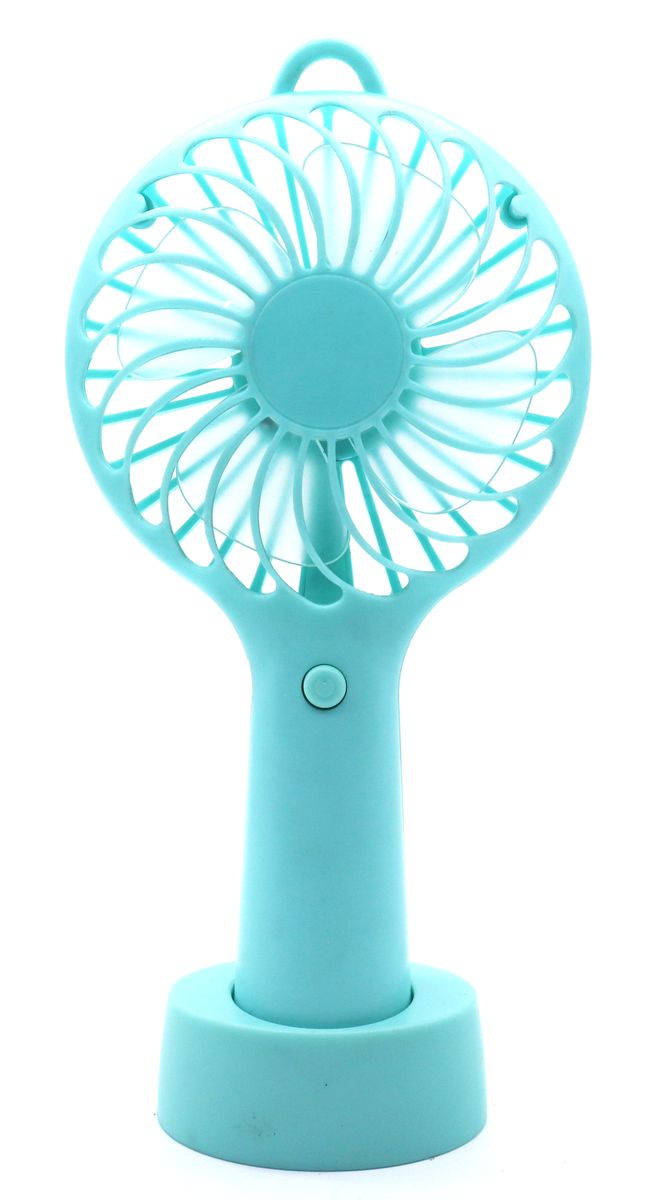 Mini Hand Held Rechargeable Fan with Base Light Blue Buy Online in