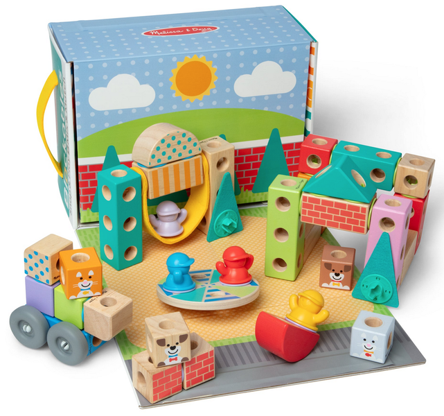 Melissa &amp; Doug Blockables Solid Wood Building Blocks (73) - Town Play Set