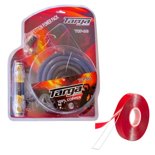 Targa - 0 Gauge Full Copper Car Audio Wiring Kit &amp; Double Sided Tape