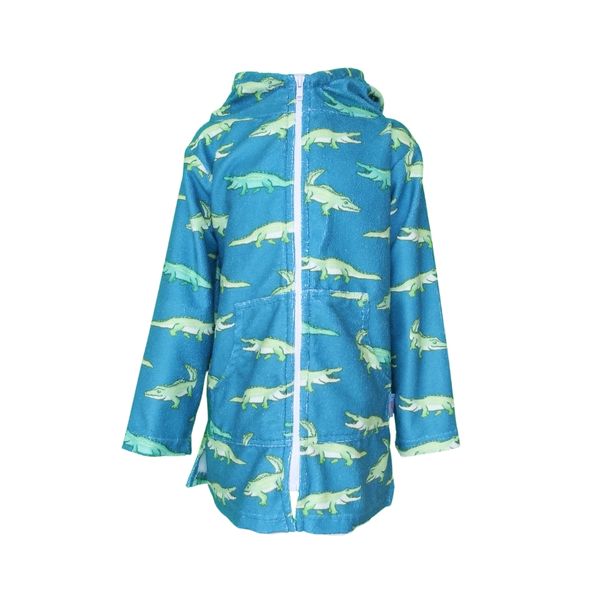 Boys Crocodile Alligator Hooded Beach Towel Full Zip Swim Cover Up