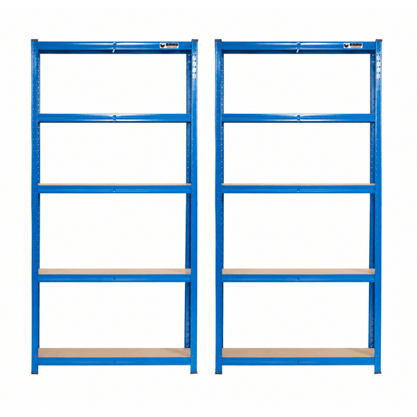 Rhino Racking 5 Tier Galvanised Heavy Duty Shelving 2 Set Blue 180x90x40cm