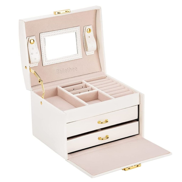 3 Layers Large Jewellery Box Organizer for Women with Mirror and Key