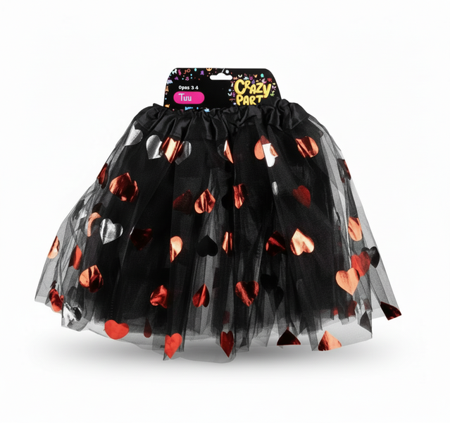 Crazy Party Pink Tutu Skirt with Red Heart Pattern for Dress-Up