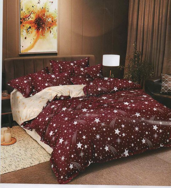 Bedspread Set 5 Piece Microfiber - F14 - D8 - (Red)