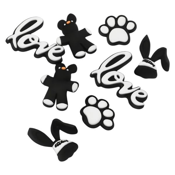 Love Rabbit Charms For Shoes - Black Pack of 8