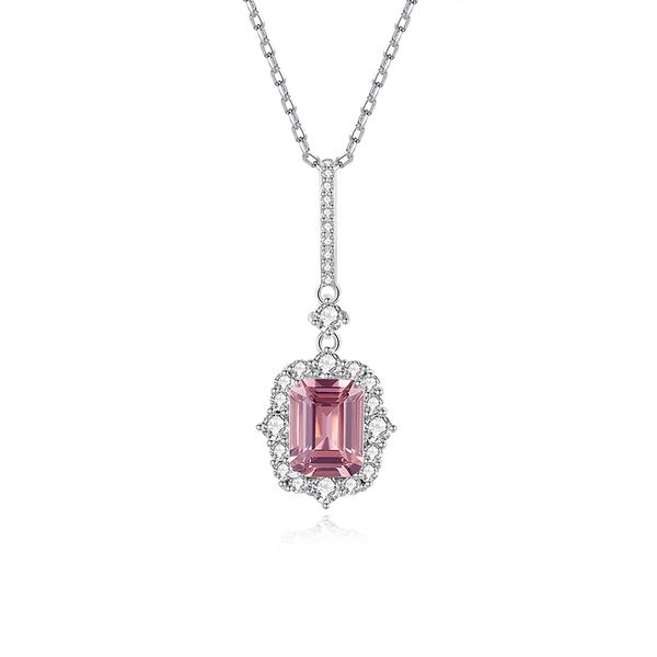 Pink Colier 925 Sterling Silver Pendant Necklace for Women