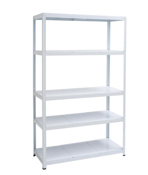 Spaceo Metal Shelving 5 Tiers - White (w120xd50x196cm)