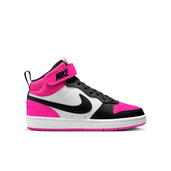 Nike Junior Court Borough Mid 2 BG Shoes - White/Black/Fierce Pink