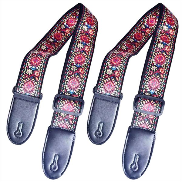 Red Pattern Fashion Printed Acoustic Electric Guitar Strap Widened Acoustic