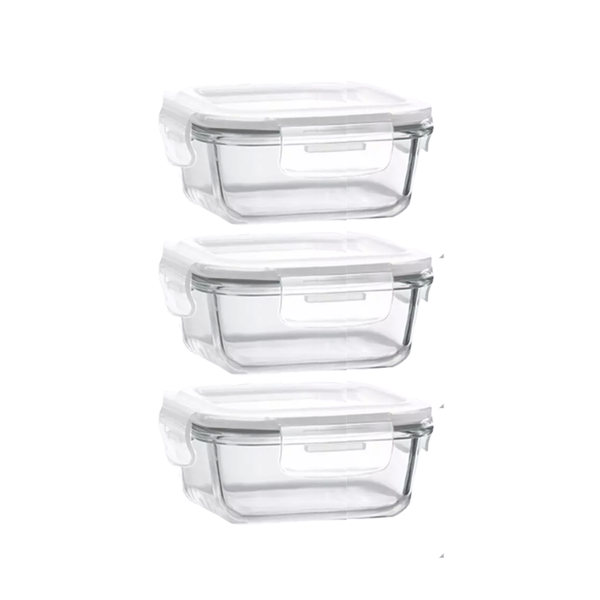 Leak-Proof Glass Food Containers 1100ml - 3 Pack