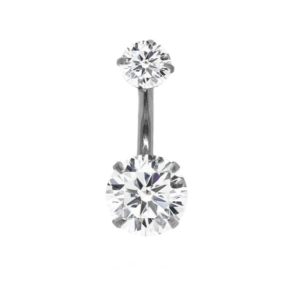 Lily &amp; Rose Steel Round Cubic Zirconia Belly Ring