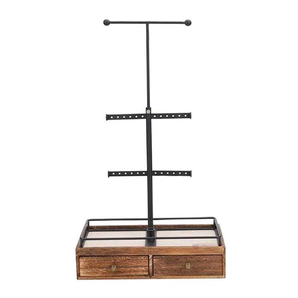3 Tier Jewelry Tree Stand Tower with Wooden Drawer for Necklaces Bracelet