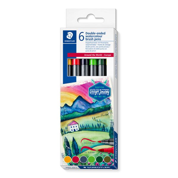 Staedtler Around The World Watercolour Brush Pens EU - Pack of 6