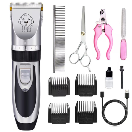 Dog Clipper Set Professional Pet Grooming Kit Low Noise Rechargeable