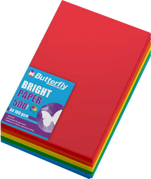 Butterfly A4 Bright Paper - 80Gm - Assorted
